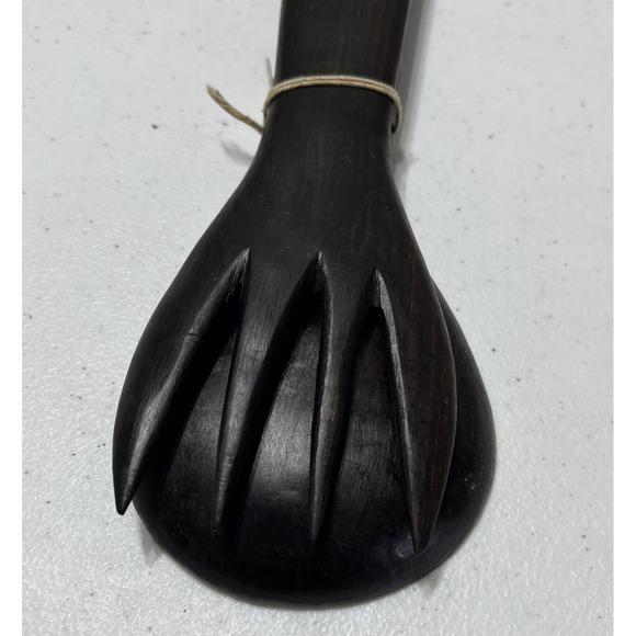 Hand Carved Wooden Elephant Serving Salad Spoon & Fork 12" Set Dark Brown - Picture 6 of 12